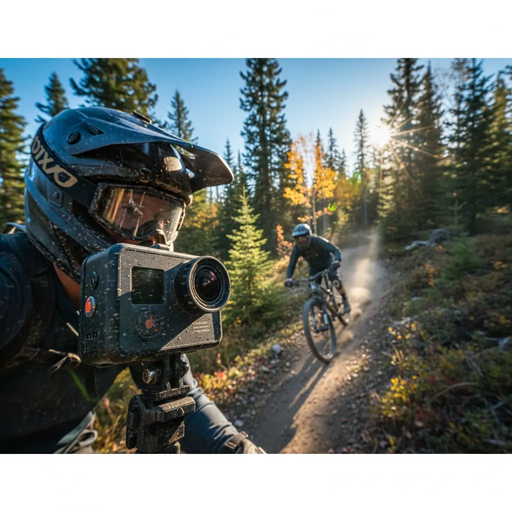Action cameras mounted on various sports equipment