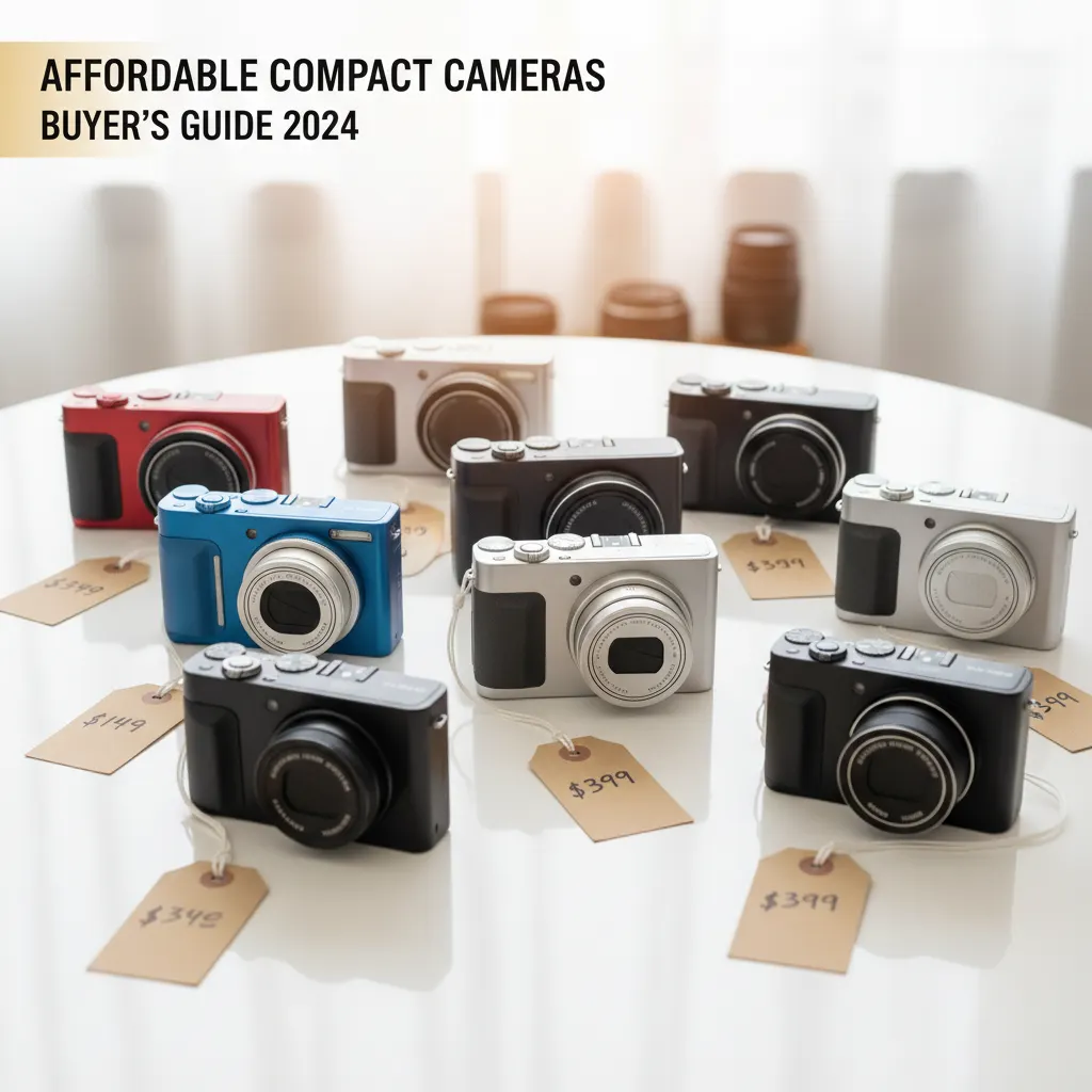 Collection of affordable digital cameras on a white background